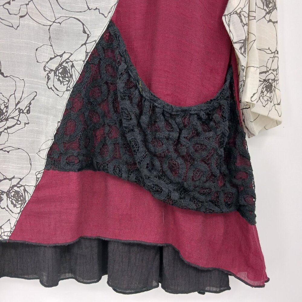 Ali Miles Patchwork Tunic Top Size Large Multicol… - image 5